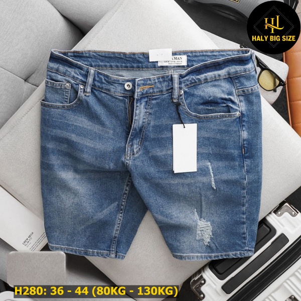 quần short jean nam big size h280
