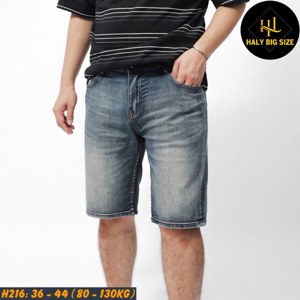 Quần short jean nam big size tông xanh H216