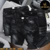 Quần short jean nam big size wash tông đen H417