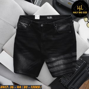 Quần short jean nam big size wash tông đen H417