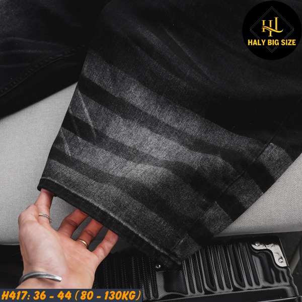 Quần short jean nam big size wash tông đen H417