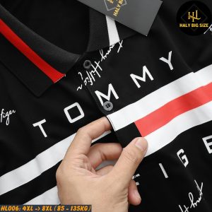 Áo polo nam big size Tommy họa tiết chữ ký HL006