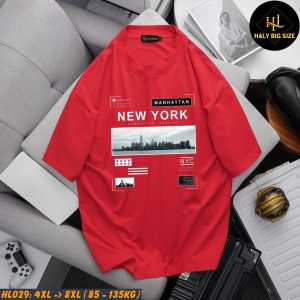 Áo thun nam big size đỏ New york HL029