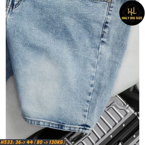 Quần short jean nam big size trơn tông xanh H533