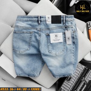 Quần short jean nam big size trơn tông xanh H533