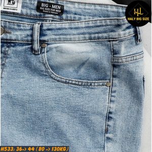 Quần short jean nam big size trơn tông xanh H533