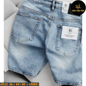 Quần short jean nam big size trơn tông xanh H533