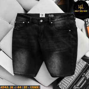 Quần short jean nam big size đen wash H543