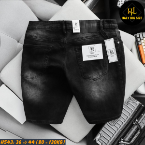 Quần short jean nam big size đen wash H543