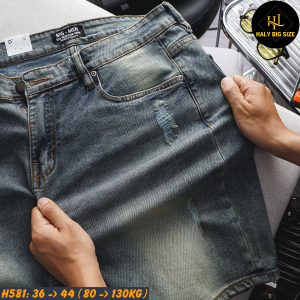 Quần short jean nam big size tông xanh H581