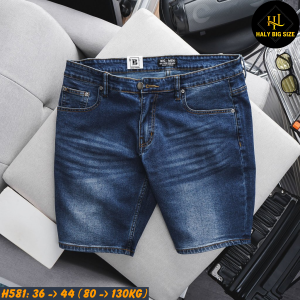 Quần short jean nam big size tông xanh H581