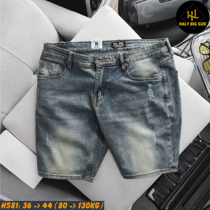 Quần short jean nam big size tông xanh H581