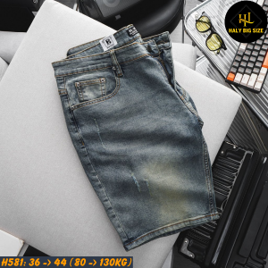 Quần short jean nam big size tông xanh H581