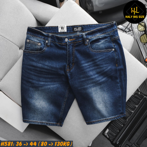 Quần short jean nam big size tông xanh H581