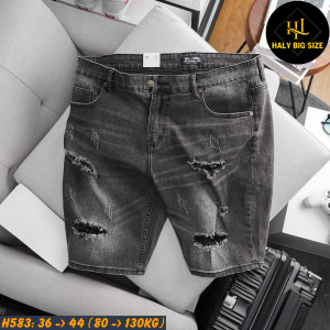 Quần short jean nam big size tông xám H583