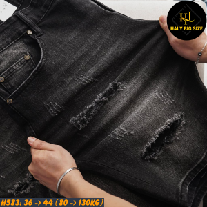 Quần short jean nam big size tông xám H583